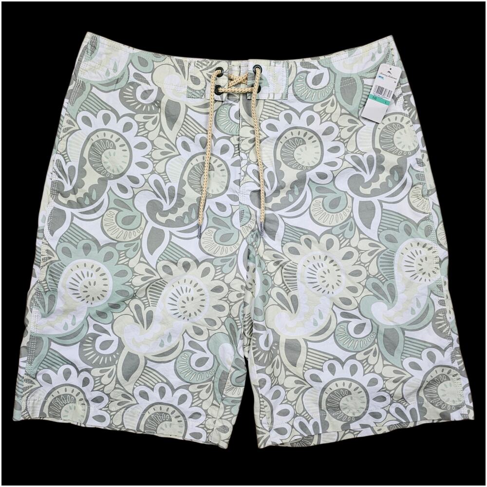 TOMMY BAHAMA Floral Paisley Board Shorts Men's L VTG Y2K Swim Trunks Surf Resort